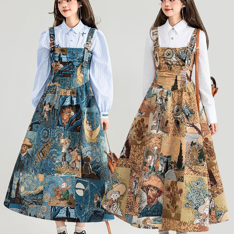 Vestito jacquard con spallina