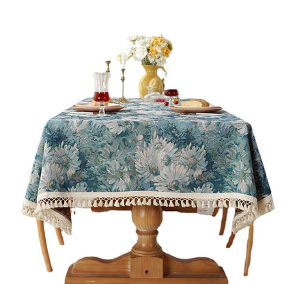 Tovaglia jacquard blu stile olio