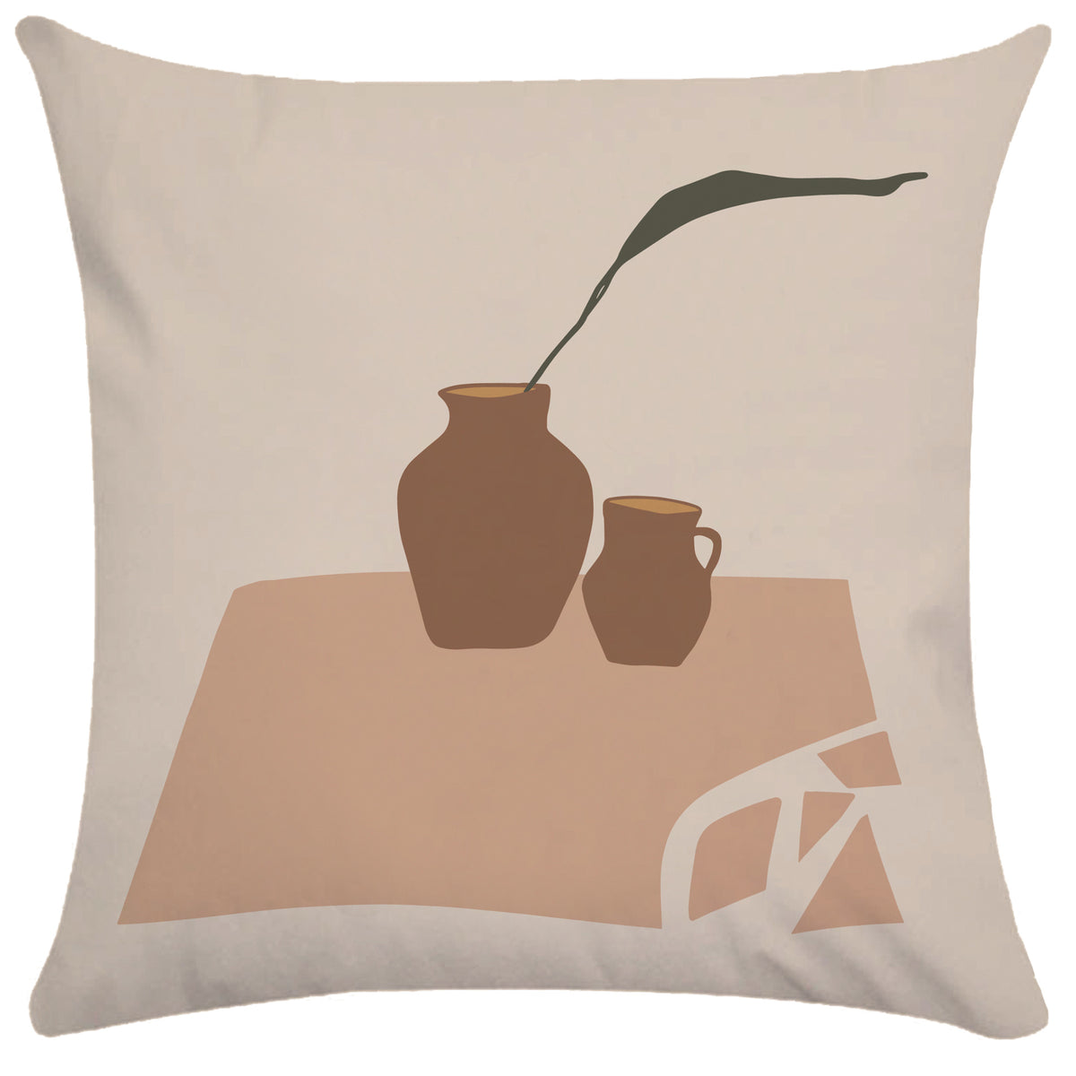 Copricuscino beige stampa motivi astratti
