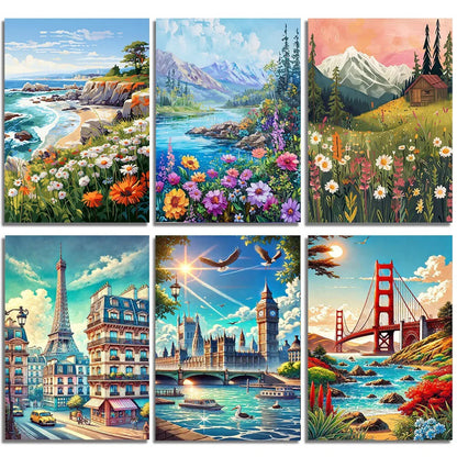 Quadro ricamato paesaggio