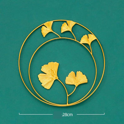 Targa in metallo Foglie di ginkgo dorate