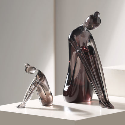 Coppia di figure in vetro fumé