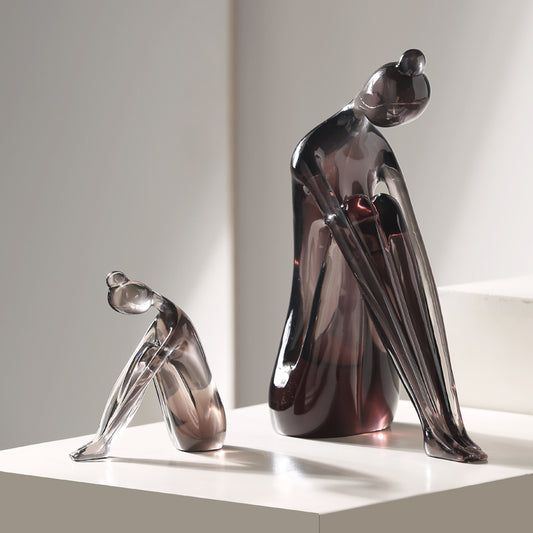 Coppia di figure in vetro fumé