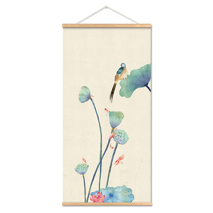 Adesivo murale Acquarello asiatico bamboo fiori
