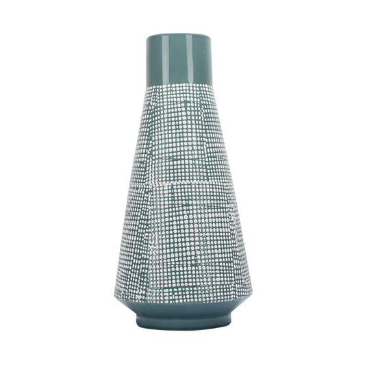 Vaso alto verde con rete bianca