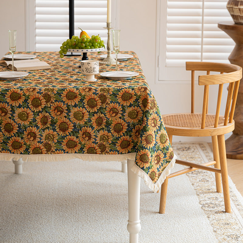 Tovaglia fiori cotone-lino