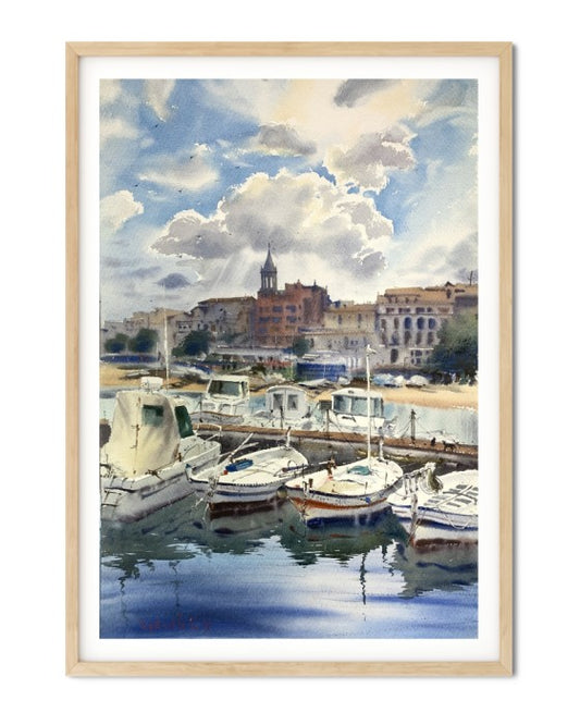 Quadro su tela Porto con barche