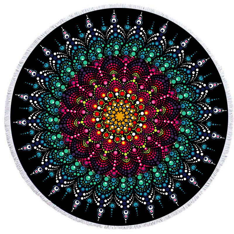 Asciugamano mandala rotondo puntini colorati