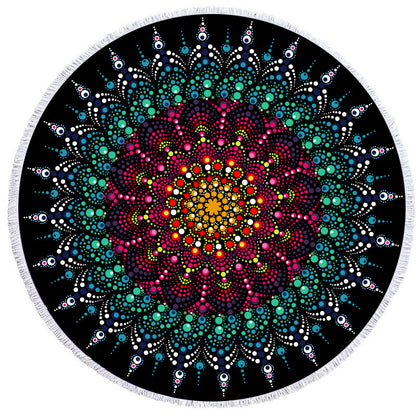 Asciugamano mandala rotondo puntini colorati