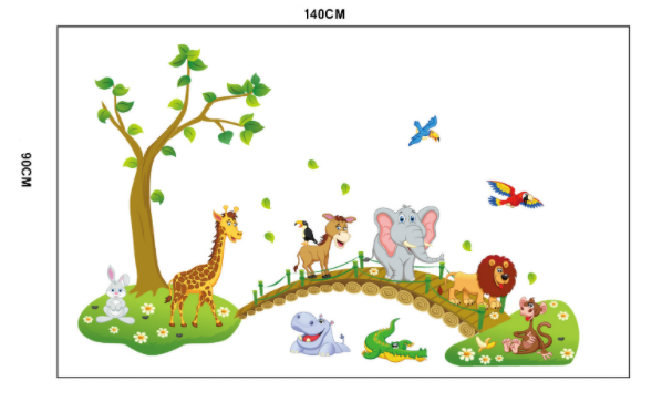 Adesivo murale Animaletti teneri con palloncini colorati