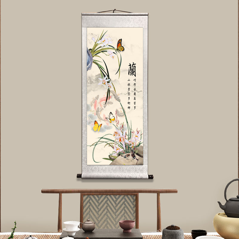 Quadro fiori prugna e orchidea