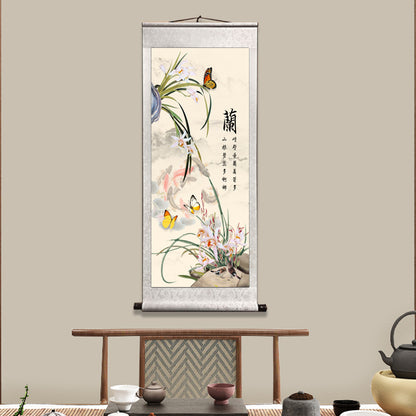 Quadro fiori prugna e orchidea
