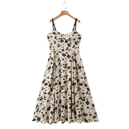 Vestito stampa artistica con bretelle