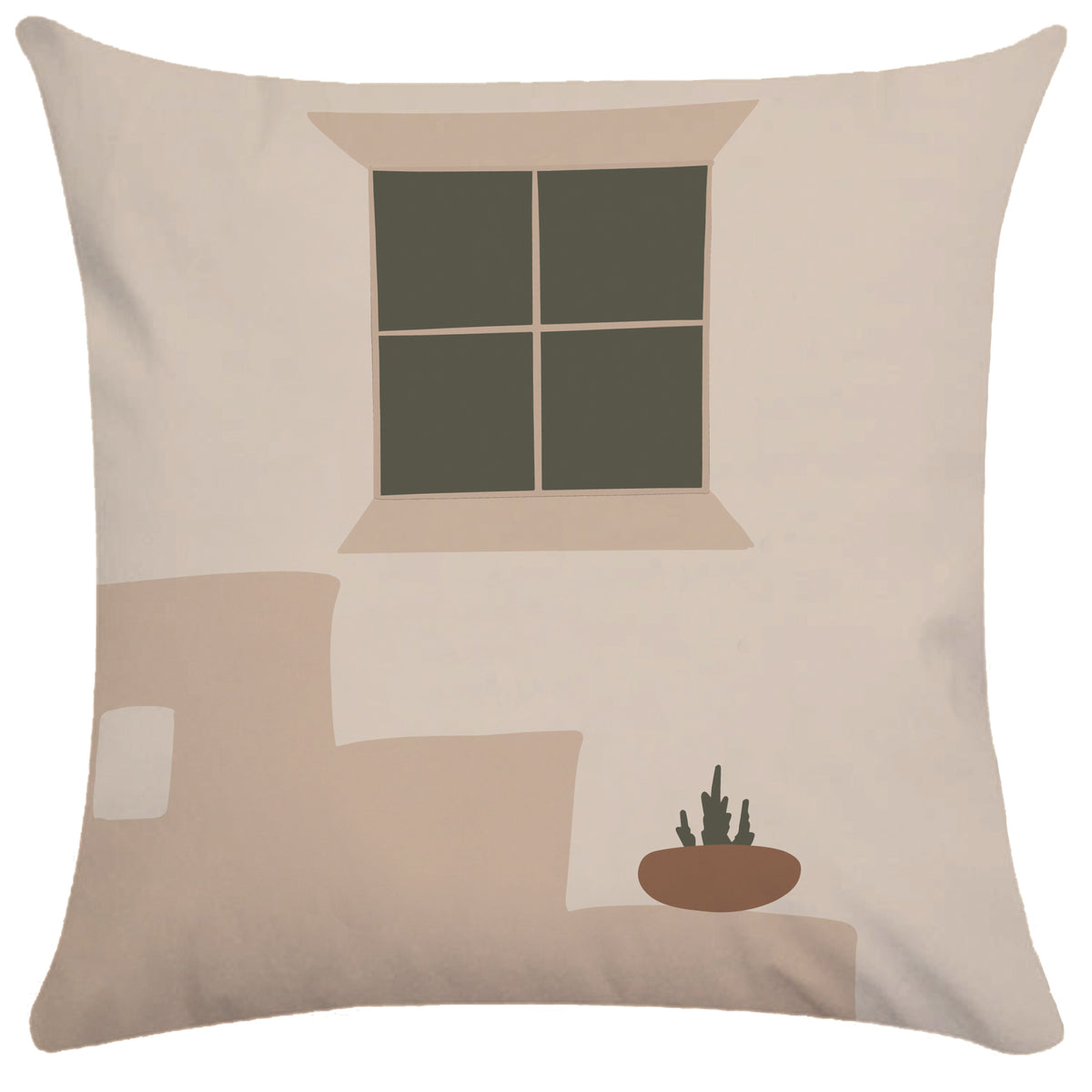 Copricuscino beige stampa motivi astratti