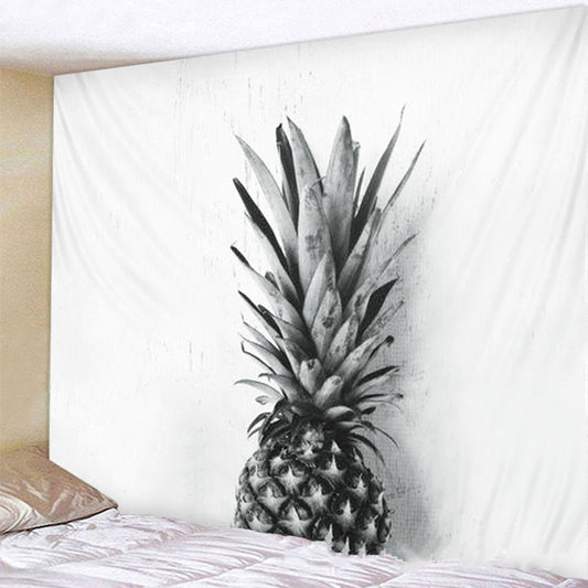Arazzo Ananas bianco nero prospettiva obliqua