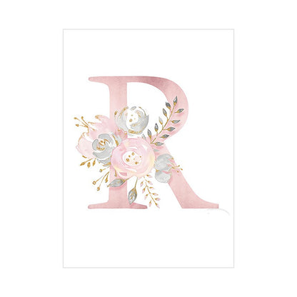 Quadro alfabeto animali rosa