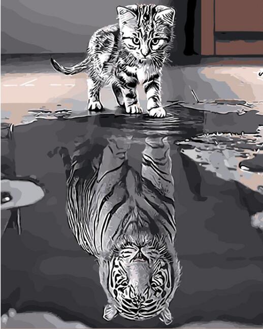 Quadro su tela Gatto e tigre