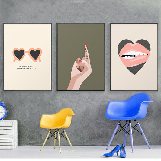 Quadro su tela Occhiali e labbra vintage