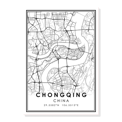 Quadro Mappa Città Cinesi