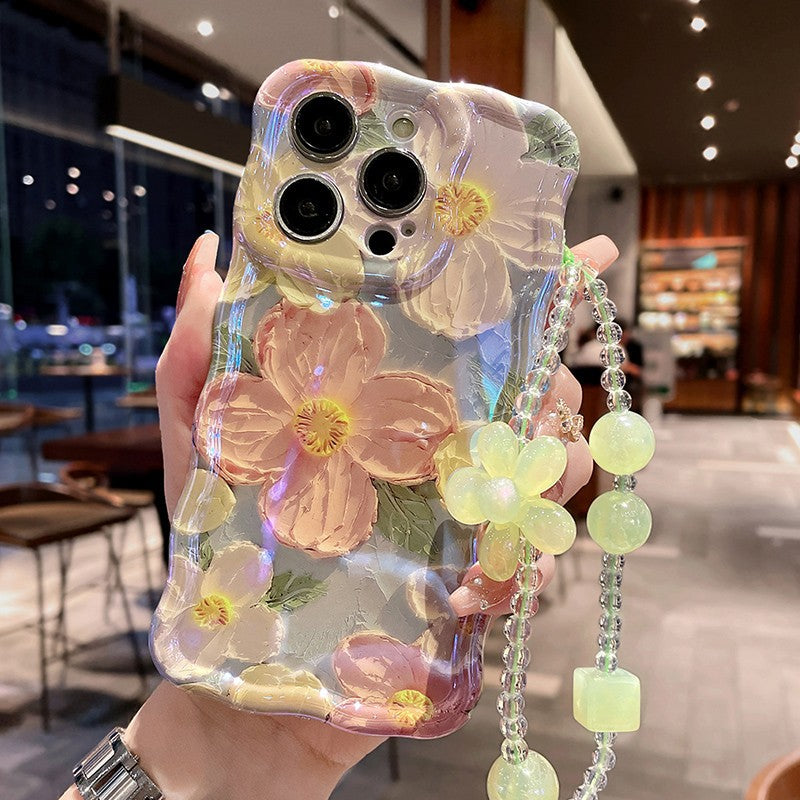 Custodia telefono fiori con laccio