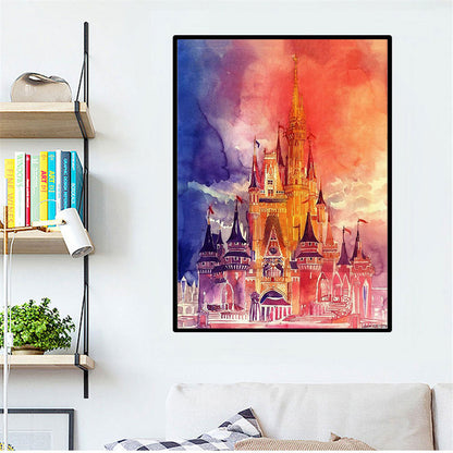 Quadro castello ricamato
