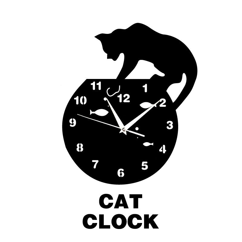 Orologio da parete Gatto nero pesce