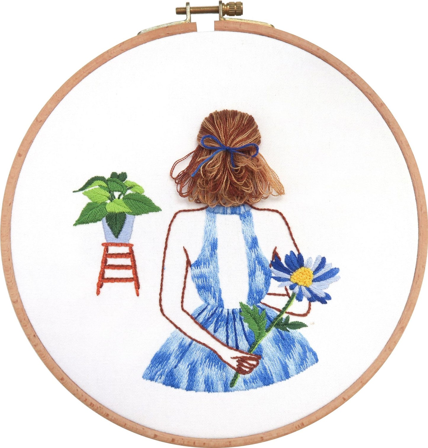 Quadro ricamato danza tra fiori