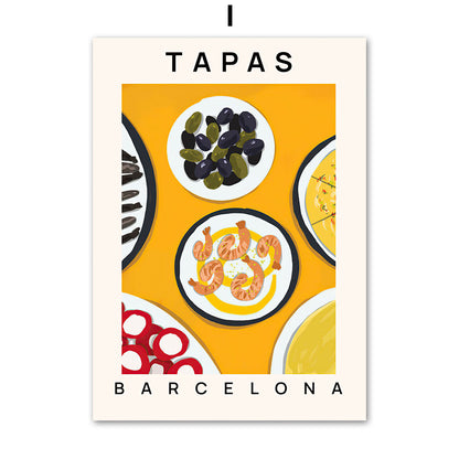 Poster decorativi piatti cucina internazionale