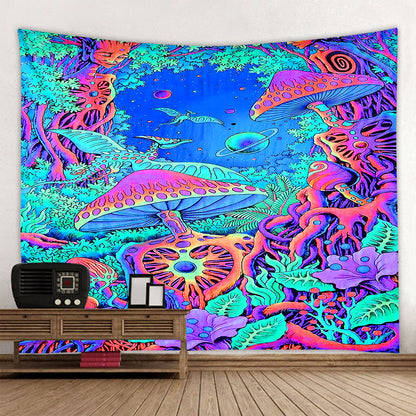 Arazzo Funghi visi pop art arcobaleno
