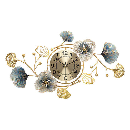 Orologio da parete Fiori oro blu