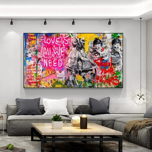 Quadro su tela Graffiti stile Banksy
