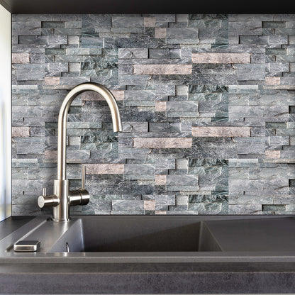 Adesivo murale piastrelle grigio nero