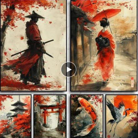 Quadro geisha cartoon