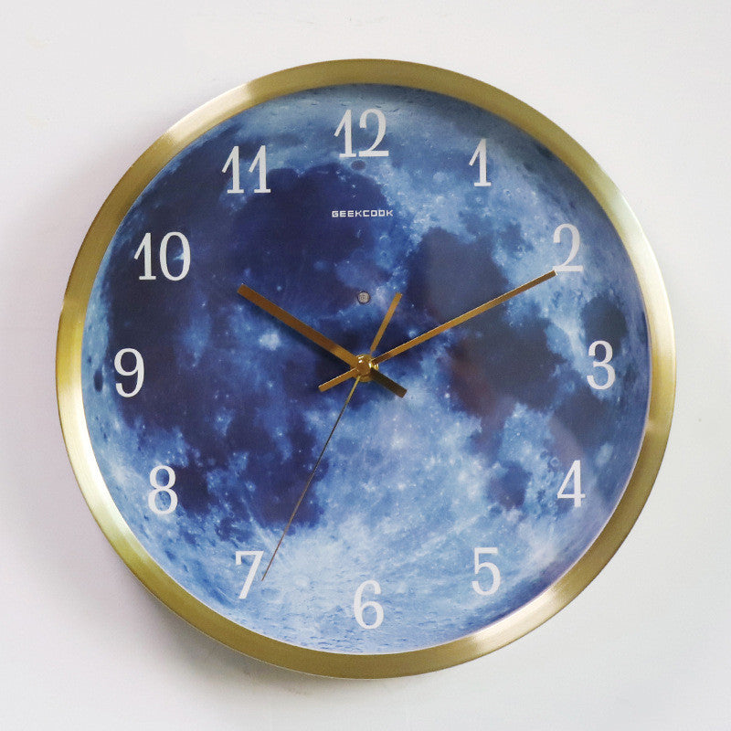 Orologio da parete Luna neon blu
