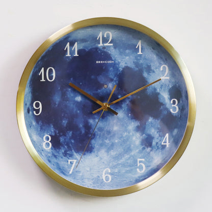 Orologio da parete Luna neon blu