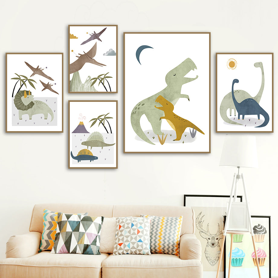 Quadro dinosauro e montagne