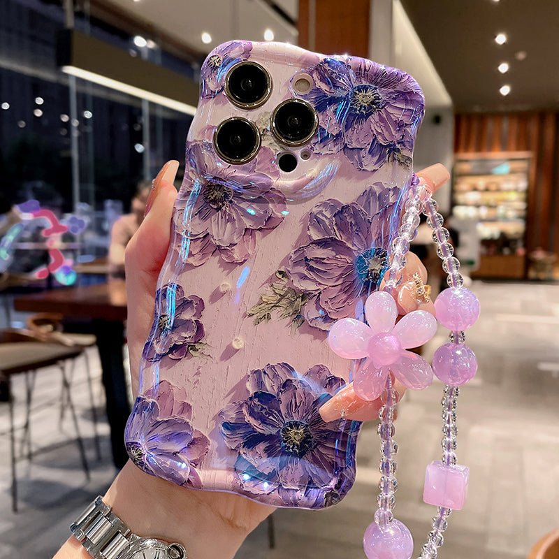 Custodia telefono fiori con laccio
