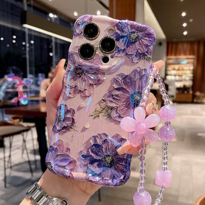 Custodia telefono fiori con laccio