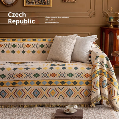 Coperta divano fiori multicolori ocra