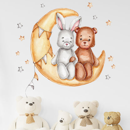 Adesivo murale coniglio e orso