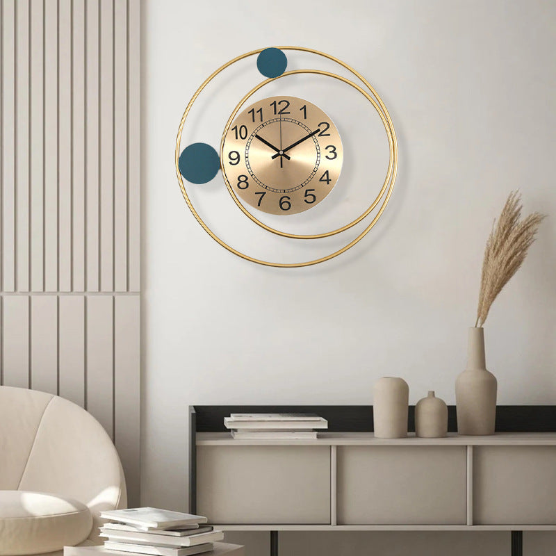 Orologio da parete Cerchi oro turchese