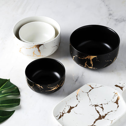 Piatto in ceramica marmo e oro