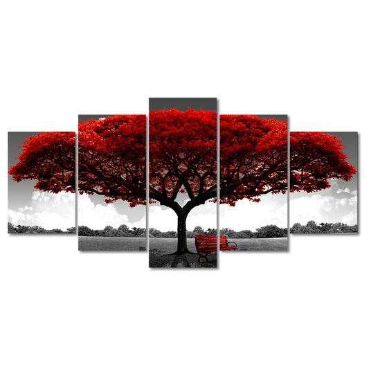 Quadro su tela Albero fiori bianchi oro