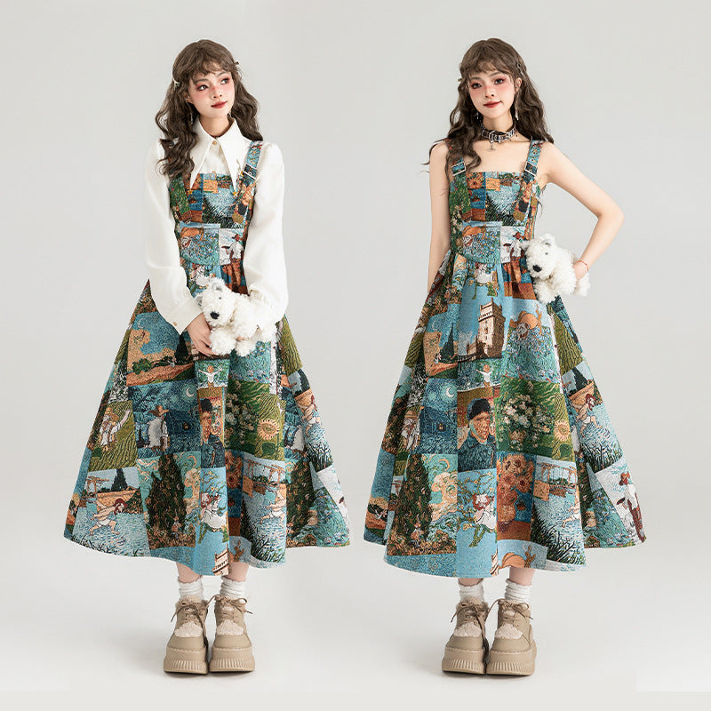 Vestito jacquard con spallina