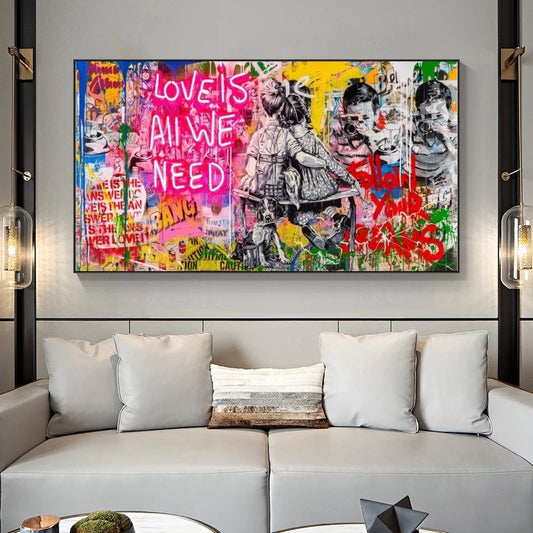 Quadro su tela Graffiti stile Banksy