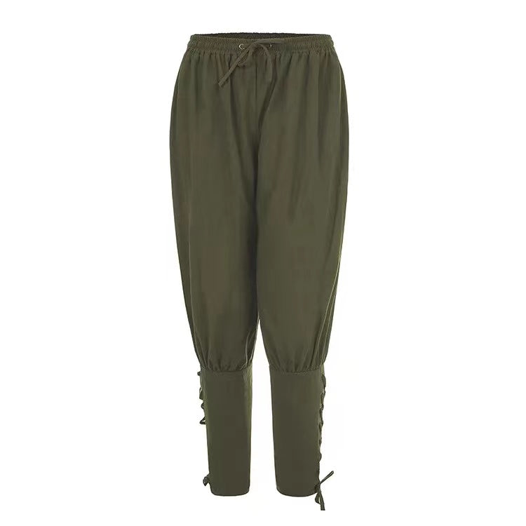 Pantaloni medievali in cotone e lino