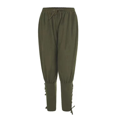 Pantaloni medievali in cotone e lino