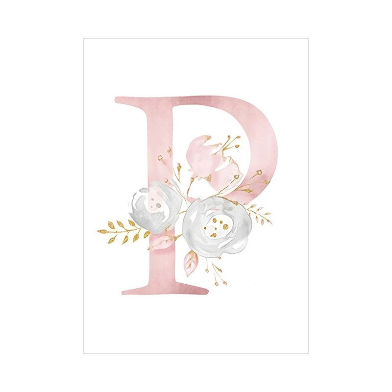 Quadro alfabeto fiori rosa