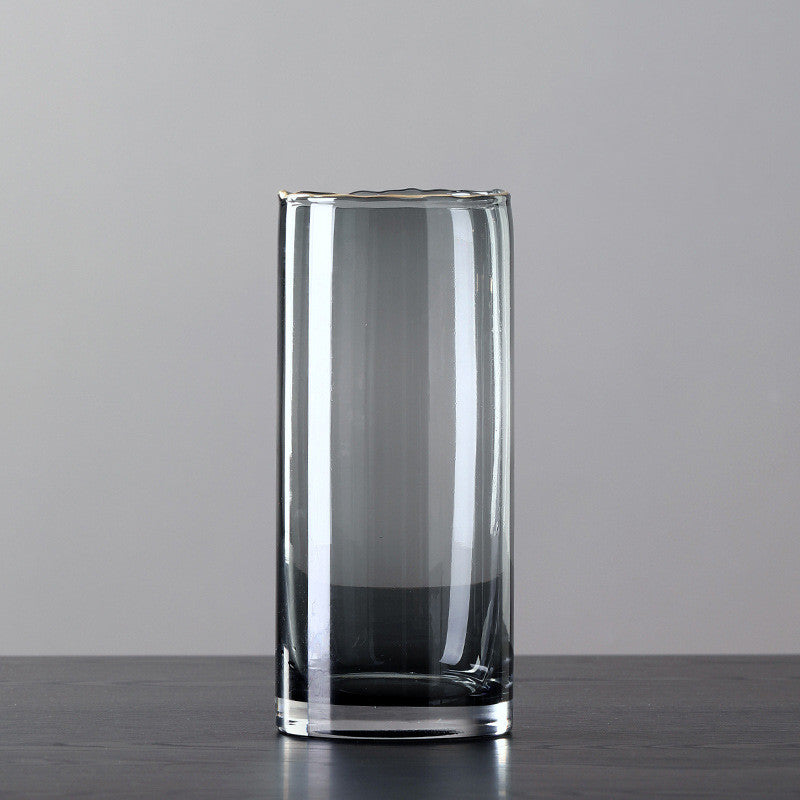 Vaso in vetro bordo dorato