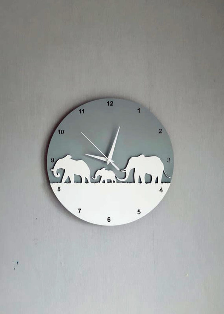 Orologio da parete Elefanti silhouette grigio